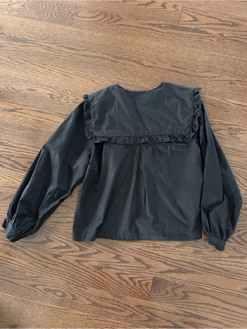Women's Black Ruffle Collar Button-Front - Picture 4 of 7